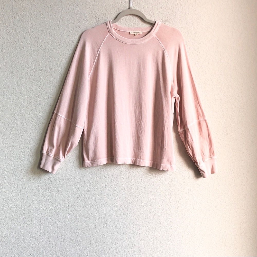 Madewell Relaxed Long Sleeve Raglan Tee Washed Pink 100% Cotton NT718